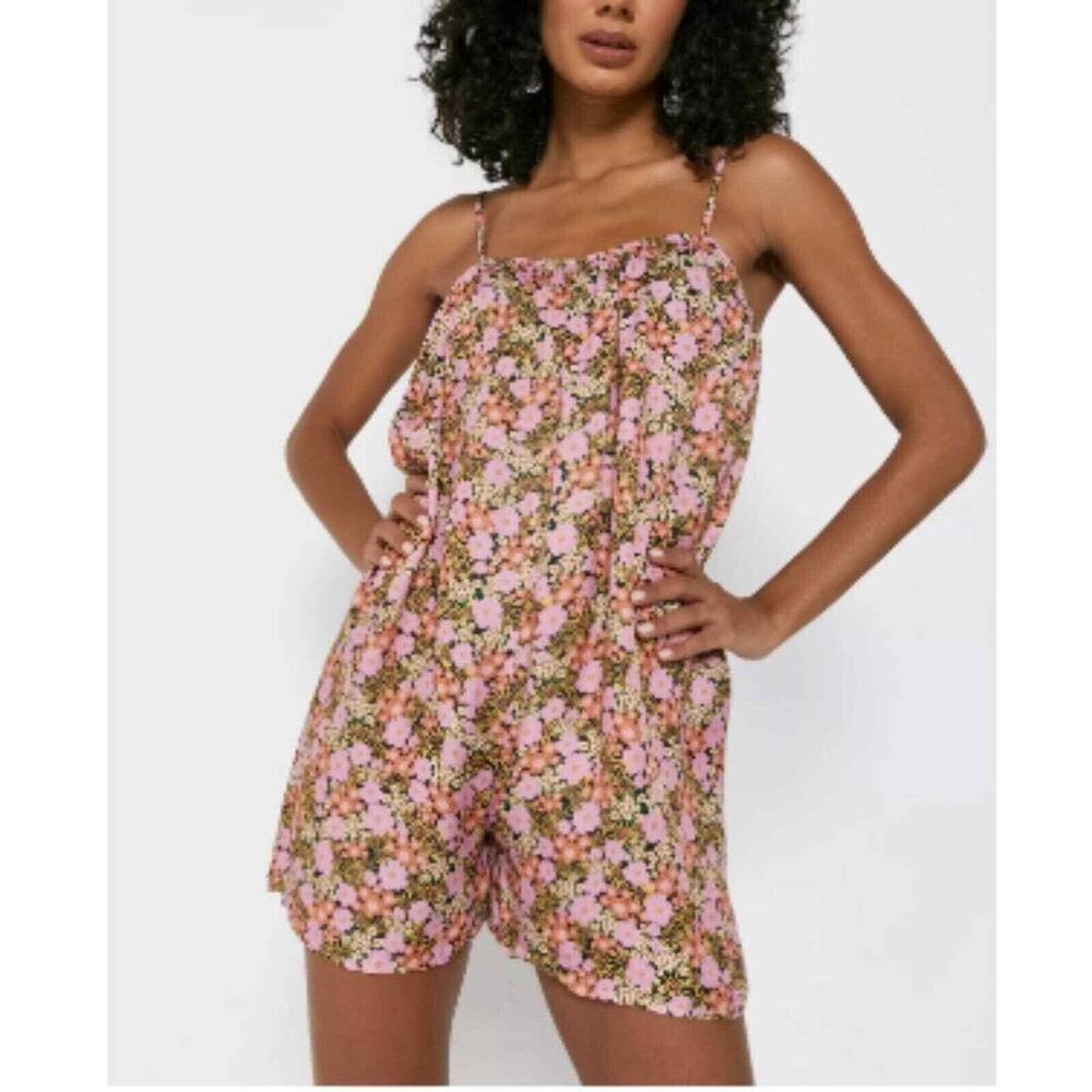 TOPSHOP Ditsy Chuck On Mini Romper US 8 Multi Pink Floral Sleeveless NEW B27